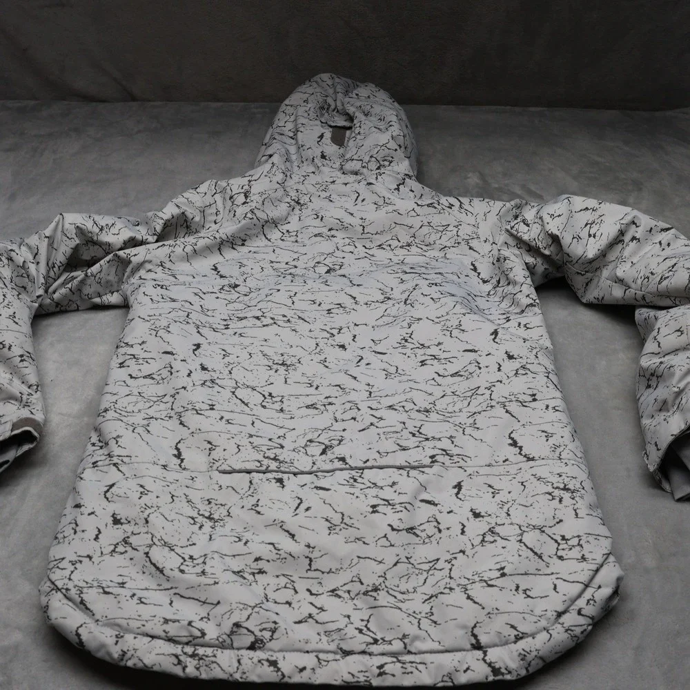 Columbia Ski Jacket Kids Large 14/16 White Marble Print Omni-Heat Insulated Hood